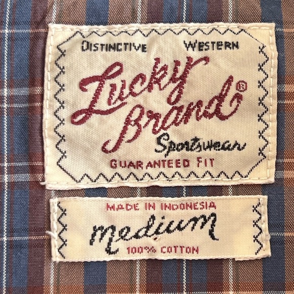 Vintage Lucky Brand Western Pearl Snap Plaid Shirt - Picture 4 of 4